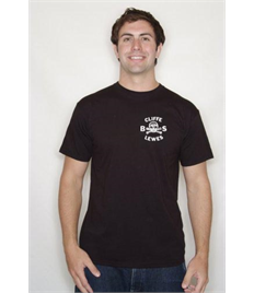 Black T Shirt with Cliffe Bonfire Society logo printed on left chest