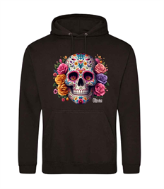 Personalised Flower Skull Adult Hoodie