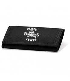 Black Velcro Wallet with Cliffe Bonfire Society logo printed on front