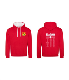 Varsity Hoodie - The Multi-Coloured One! Fire Red & White